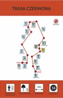 Schemat trasy czerwona – park linowy ALFA Łeba