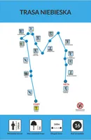 Schemat trasy niebieska – park linowy ALFA Łeba
