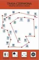 Schemat trasy czerwona – park linowy ALFA Szymbark