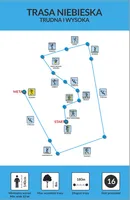 Schemat trasy niebieska – park linowy ALFA Szymbark