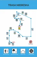 Schemat trasy niebieska – park linowy ALFA Władysławowo